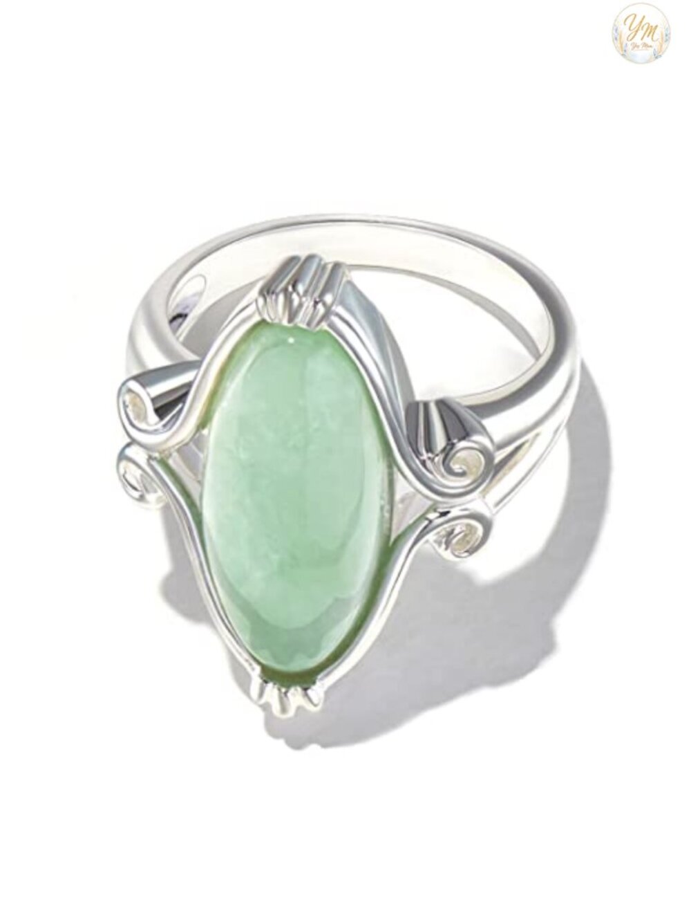 Sterling Silver Jade Oval Celtic Ring Vintage Statement Size 7